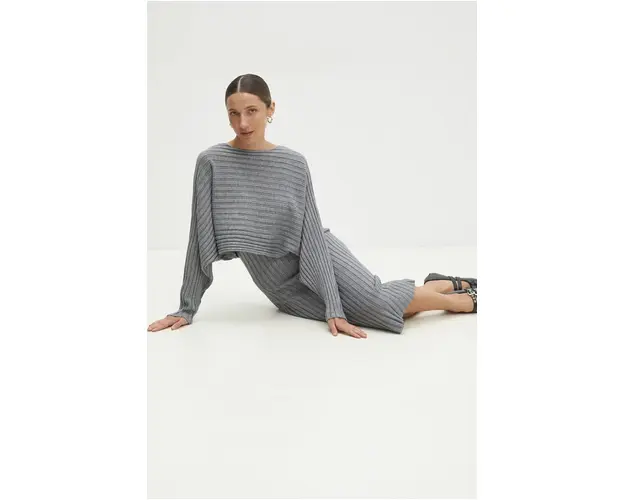Answear Lab rochie si pulover culoarea gri, midi, mulata