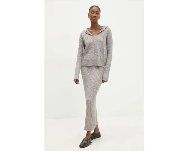 Answear Lab bluza si fusta culoarea gri