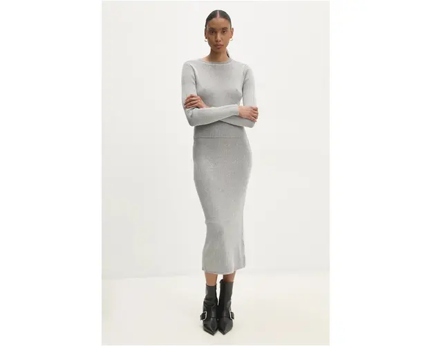 Answear Lab bluza si fusta culoarea gri