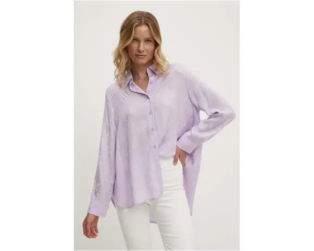 Answear Lab camasa femei, culoarea violet, cu guler clasic, regular