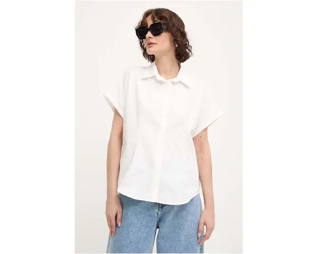 Answear Lab camasa din bumbac femei, culoarea alb, cu guler clasic, relaxed