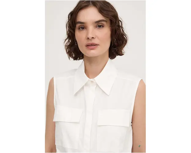 Answear Lab camasa din bumbac femei, culoarea alb, cu guler clasic, regular