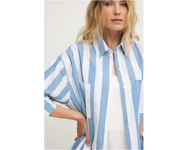 Answear Lab camasa din bumbac femei, culoarea alb, cu guler clasic, relaxed