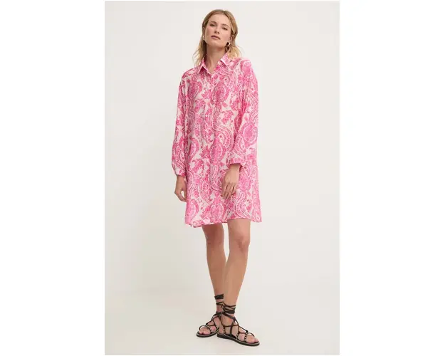 Answear Lab camasa femei, culoarea roz, cu guler clasic, relaxed