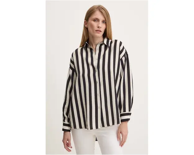 Answear Lab camasa femei, culoarea negru, cu guler clasic, relaxed