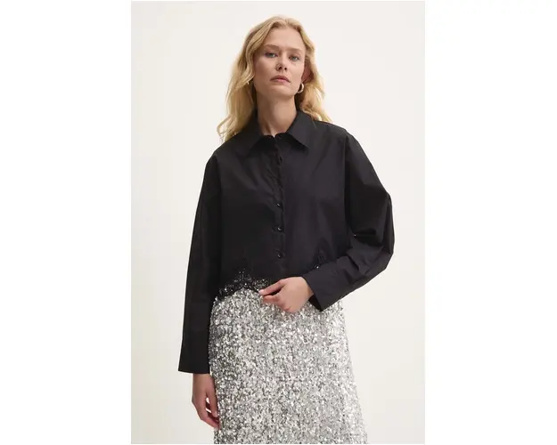 Answear Lab camasa din bumbac femei, culoarea negru, cu guler clasic, regular