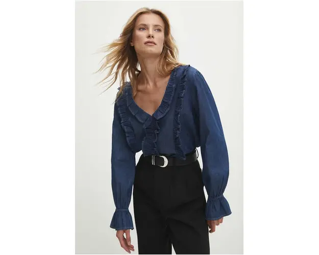 Answear Lab bluza subtire de blugi femei, neted