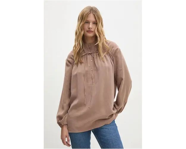 Answear Lab bluza femei, culoarea maro, neted