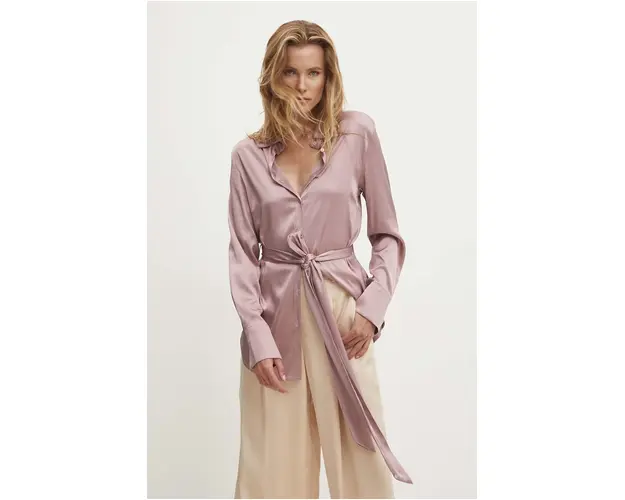Answear Lab camasa femei, culoarea roz, cu guler clasic, relaxed