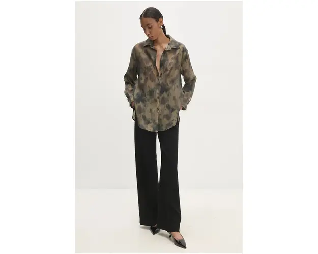 Answear Lab camasa femei, culoarea verde, cu guler clasic, regular