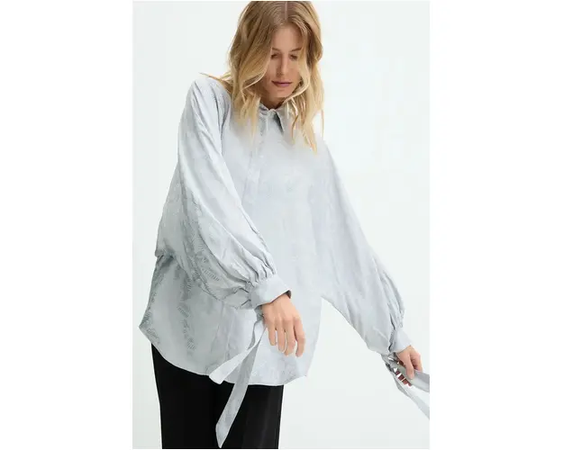 Answear Lab camasa femei, culoarea gri, cu guler clasic, relaxed