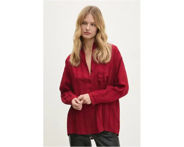 Answear Lab camasa femei, culoarea rosu, cu guler clasic, relaxed