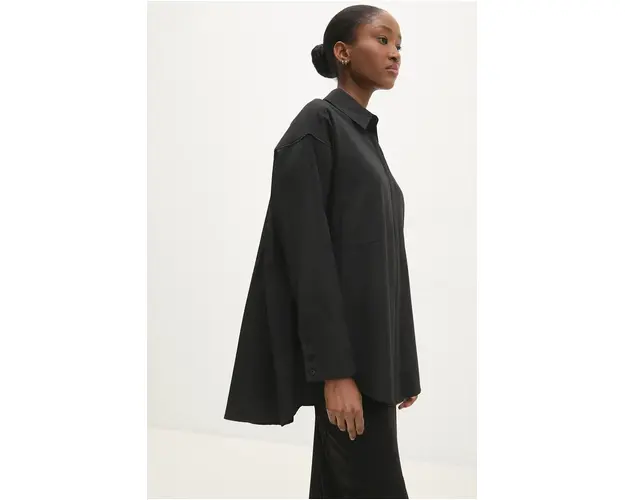 Answear Lab camasa femei, culoarea negru, cu guler clasic, relaxed