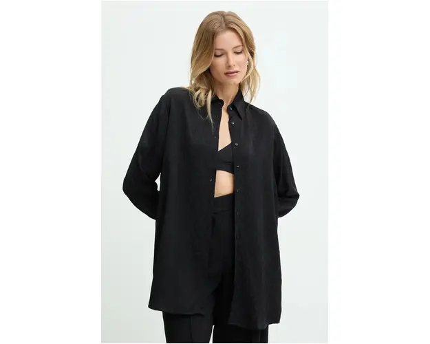 Answear Lab camasa femei, culoarea negru, cu guler clasic, regular