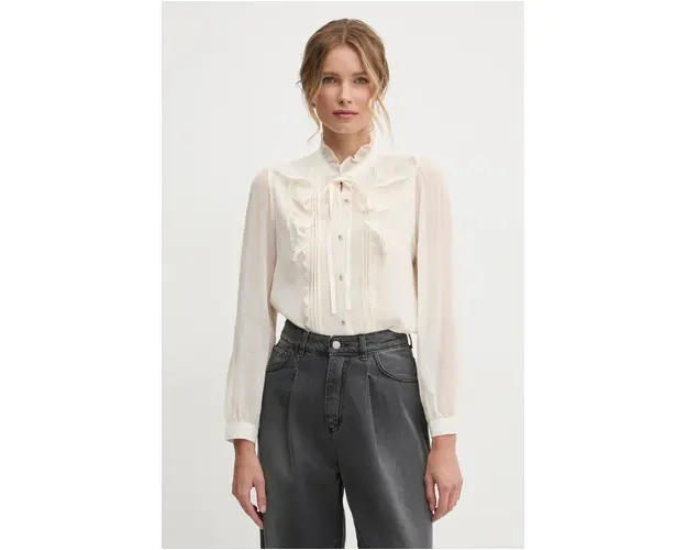 Answear Lab camasa femei, culoarea bej, cu guler clasic, regular