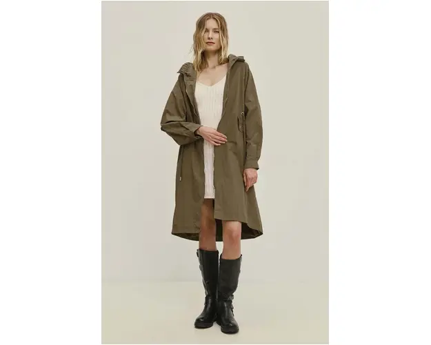 Answear Lab hanorac femei, culoarea bej, de tranzitie, oversize