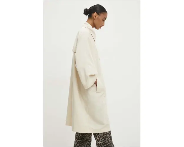 Answear Lab trenci femei, culoarea bej, de tranzitie, oversize