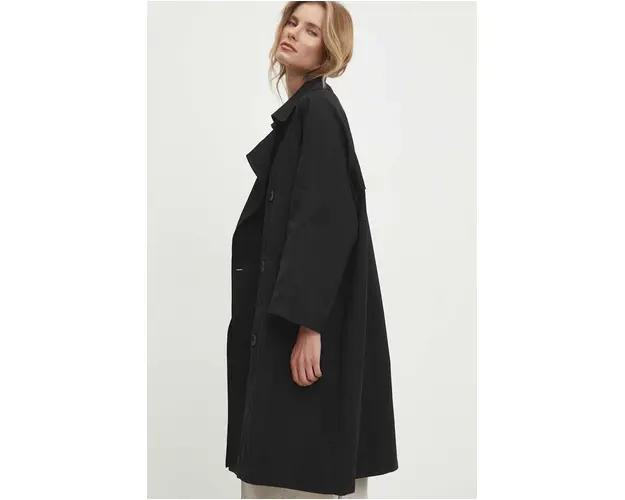 Answear Lab trenci femei, culoarea negru, de tranzitie, oversize
