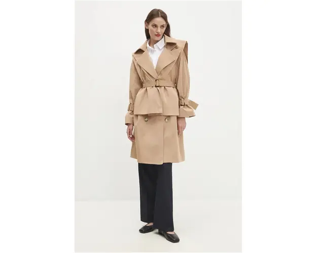 Answear Lab trenci femei, culoarea maro, de tranzitie, oversize