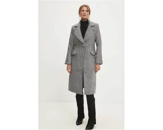 Answear Lab palton femei, culoarea negru, de tranzitie