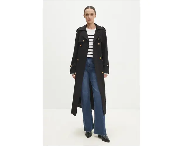 Answear Lab trenci femei, culoarea negru, de tranzitie