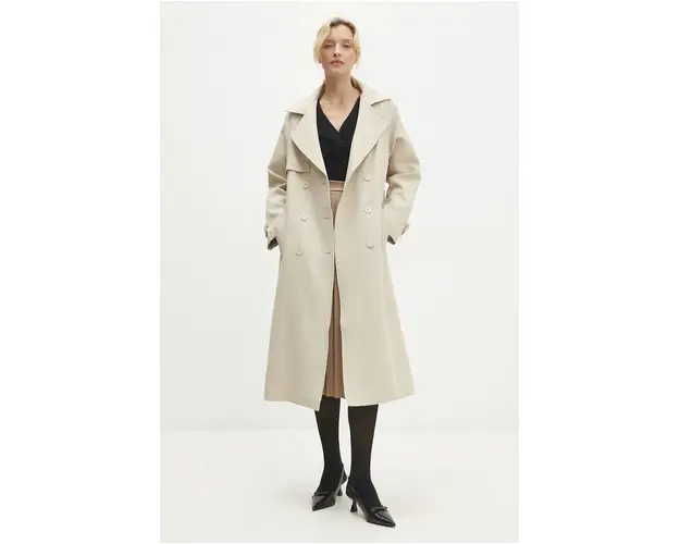 Answear Lab trenci femei, culoarea bej, de tranzitie, oversize