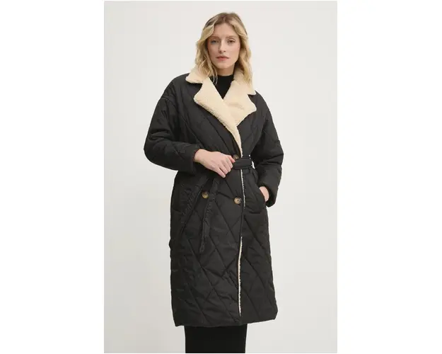 Answear Lab palton femei, culoarea negru, de tranzitie