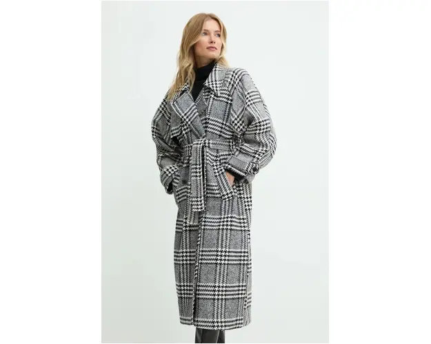 Answear Lab palton de lana culoarea gri, de tranzitie, oversize