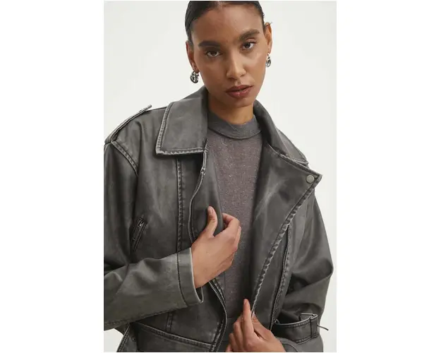 Answear Lab geaca ramones femei, culoarea negru, de tranzitie, oversize