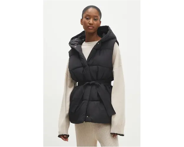 Answear Lab vesta femei, culoarea negru, de iarna