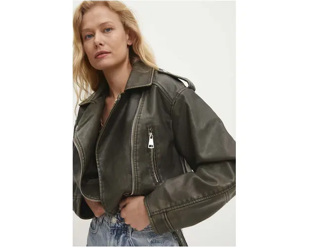 Answear Lab geaca ramones femei, culoarea verde, de tranzitie, oversize