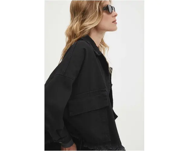 Answear Lab geaca jeans femei, culoarea negru, de tranzitie