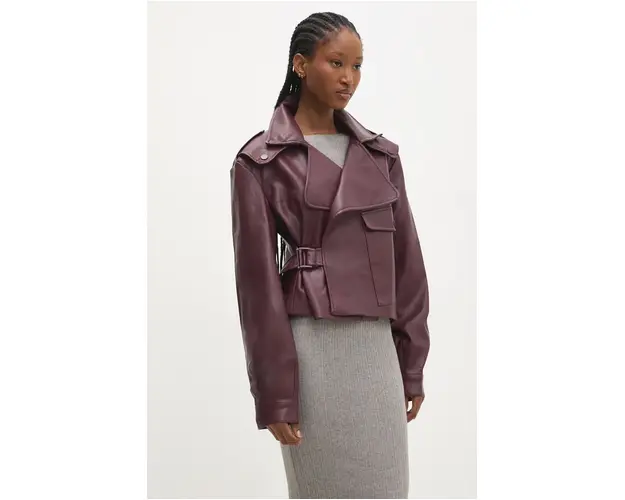 Answear Lab geaca femei, culoarea violet, de tranzitie, oversize