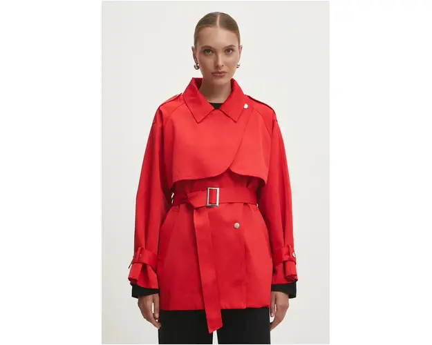 Answear Lab trenci femei, culoarea rosu, de tranzitie, oversize