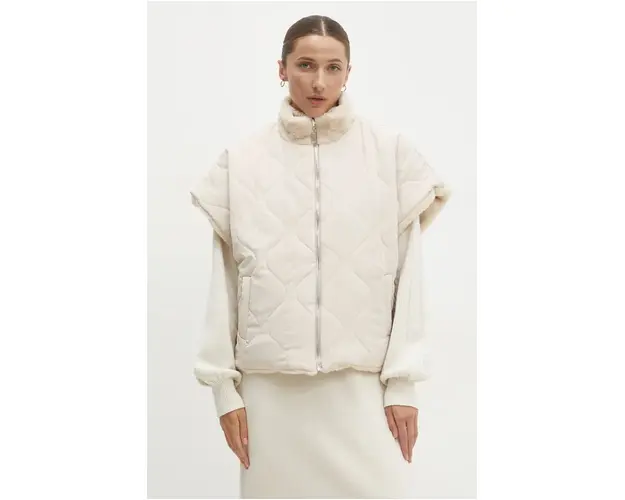 Answear Lab geaca cu doua fete femei, culoarea bej, de tranzitie, oversize