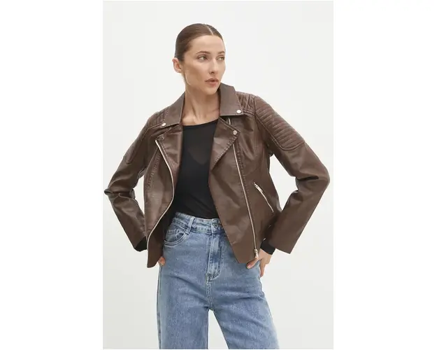 Answear Lab geaca ramones femei, culoarea maro, de tranzitie