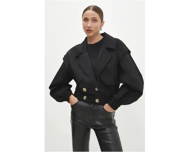 Answear Lab trenci femei, culoarea negru, de tranzitie, oversize