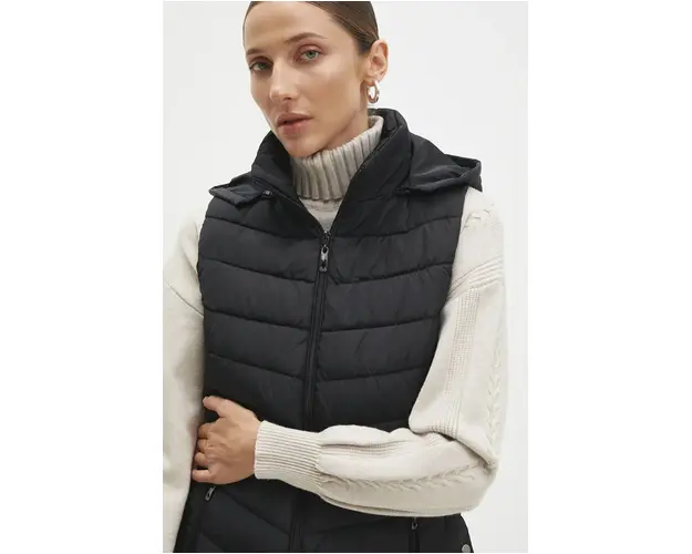 Answear Lab vesta femei, culoarea negru, de tranzitie