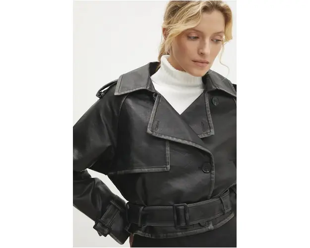 Answear Lab geaca femei, culoarea negru, de tranzitie, oversize