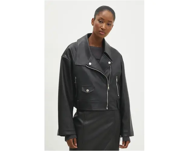 Answear Lab geaca femei, culoarea negru, de tranzitie