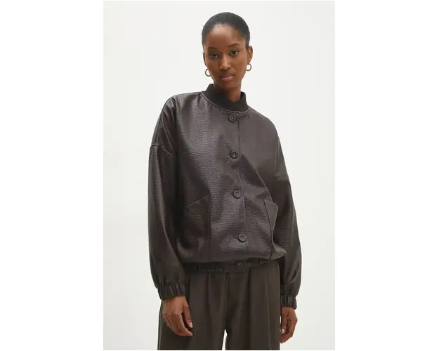 Answear Lab geaca femei, culoarea maro, de tranzitie, oversize