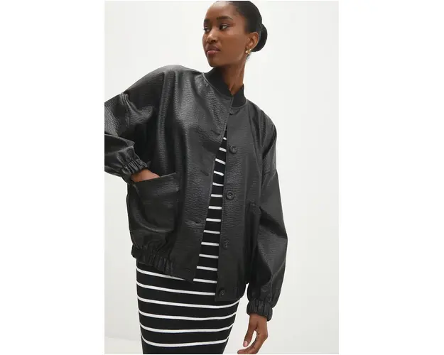 Answear Lab geaca femei, culoarea negru, de tranzitie, oversize