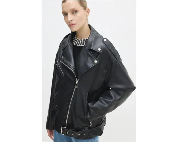 Answear Lab geaca ramones femei, culoarea negru, de tranzitie, oversize