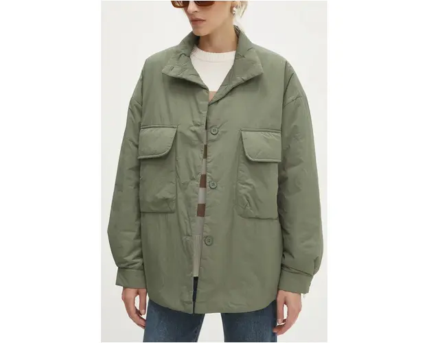 Answear Lab geaca femei, culoarea verde, de tranzitie, oversize