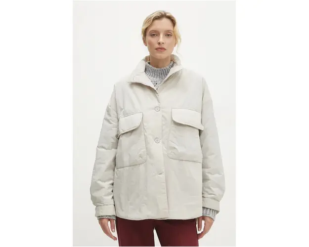 Answear Lab geaca femei, culoarea gri, de tranzitie, oversize