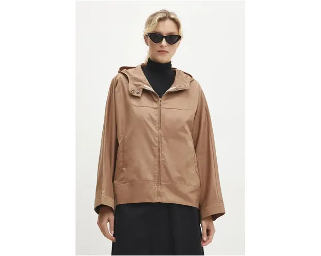 Answear Lab geaca femei, culoarea bej, de tranzitie, oversize
