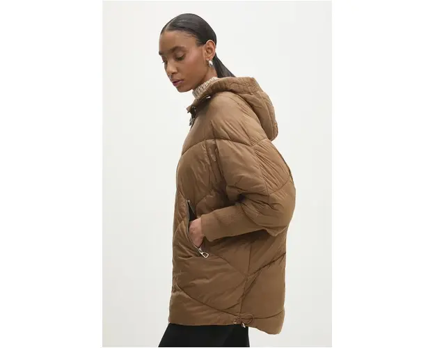 Answear Lab geaca femei, culoarea maro, de iarna, oversize