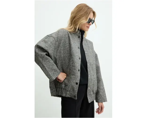 Answear Lab jacheta de lana culoarea gri, de tranzitie