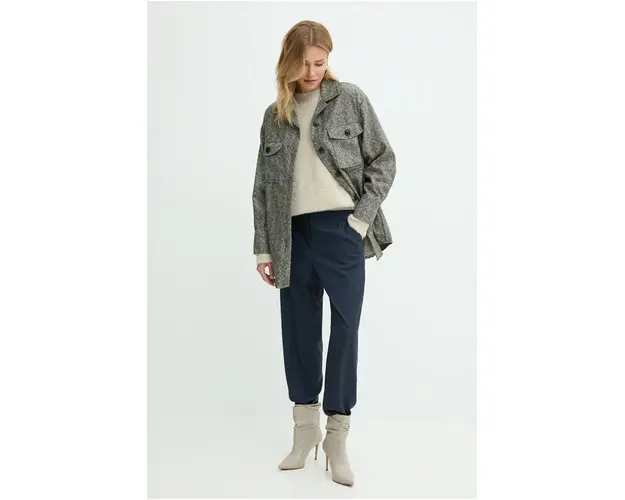 Answear Lab geaca cu aspect de camasa culoarea gri, de tranzitie