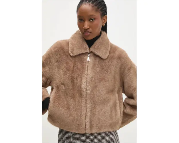 Answear Lab geaca femei, culoarea bej, de tranzitie, oversize